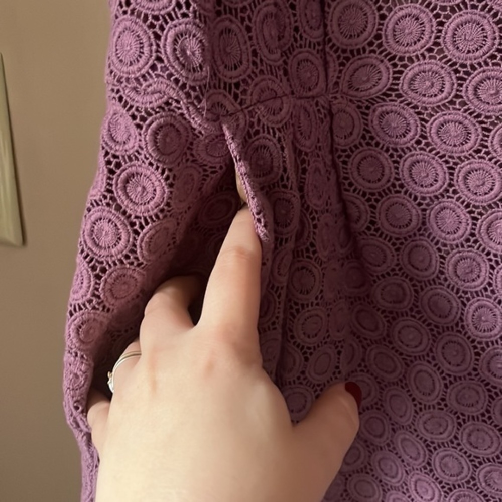 Anthro | Maeve Dusty Lilac “Gathered Lace” Eyelet Dress Size 2 Euro Summer - Picture 4 of 10